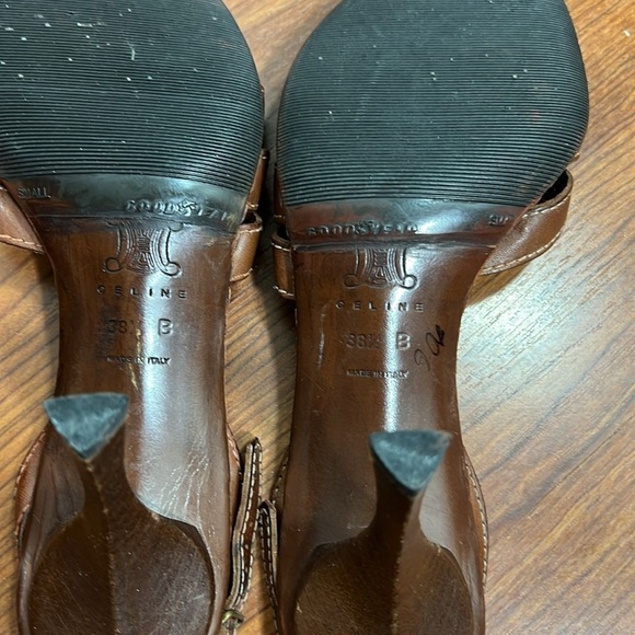 Celine Leather Sandals Woven Detail Brown Sz 38.5 B / US 8.5 B - Picture 6 of 12